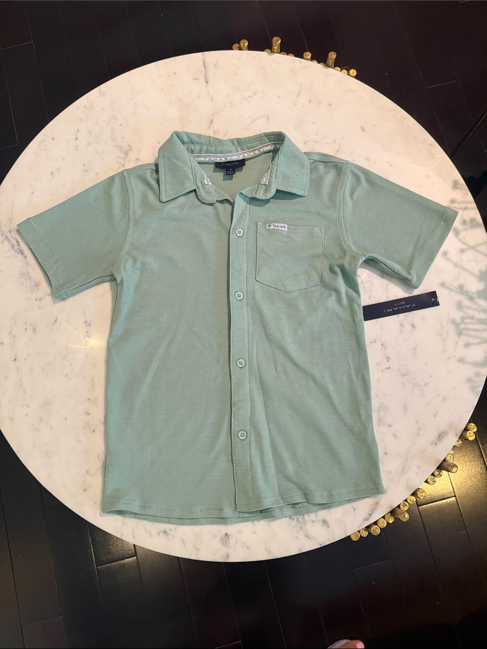 Tahari Short Sleeve Button-Down in Mint